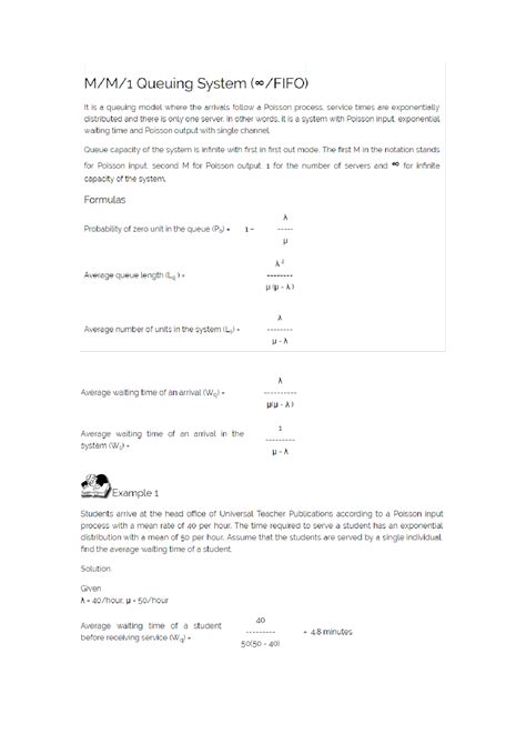 Image result for Queuing Theory Examples Problems