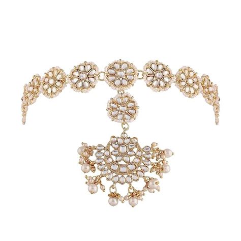 I Jewels Gold Plated Traditional Floral Kundan Pearl Studded Rajasthani ...