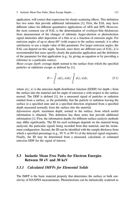 SOLUTION: 5 inelastic mean free paths mean escape depths information depths and effective ...