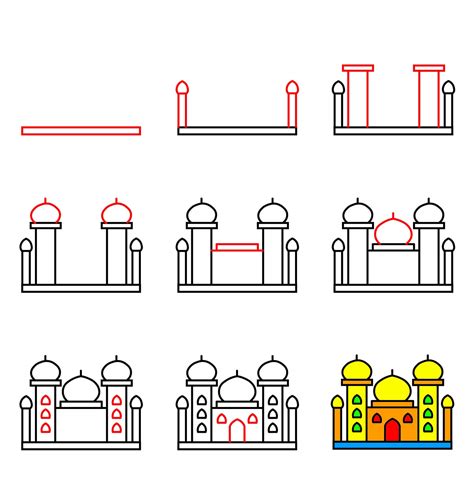 12+ Easy and Beautiful Taj Mahal Drawing Ideas - Drawing Photos - sketch of taj mahal