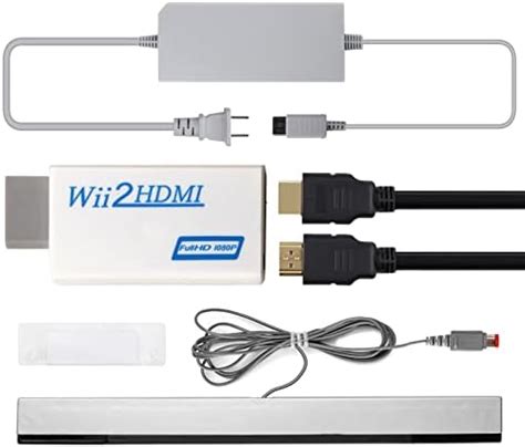 4 in 1 Wii to HDMI Adapter + Wii Power Cable AC Adapter + Wii Sensor ...