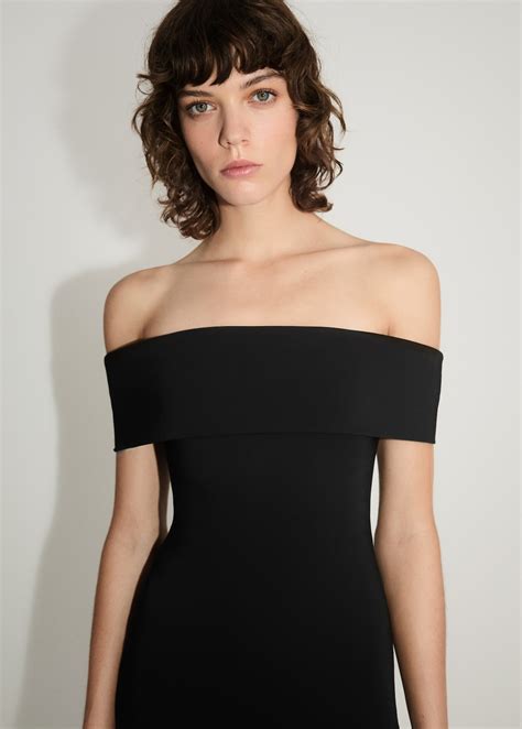 Off-the-shoulder dress with slit detail - Women | MANGO USA