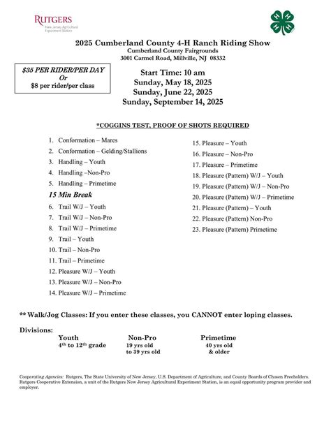 C.C. 4-H Ranch Riding Horse Show, Cumberland County Fairgrounds ...