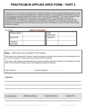 Fillable Online PRACTICUM IN APPLIED ARCH FORM PART 2 The practicum is ...