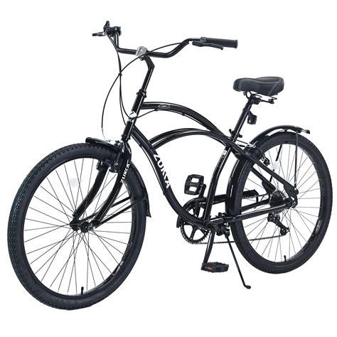 "Zukka 26"" Adult Cruiser Bike, 7 Speed Steel Frame Bicycle for Men ...