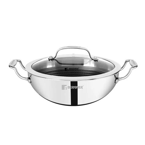 Bergner Hitech Triply Stainless Steel Indian Wok/Kadai