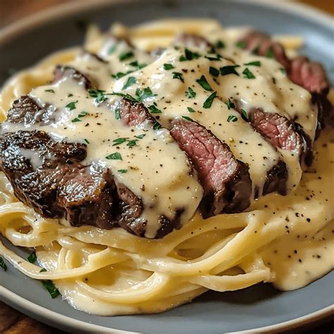 Savory Steak Gorgonzola Alfredo with Creamy Parmesan Sauce - Recipe Yumm