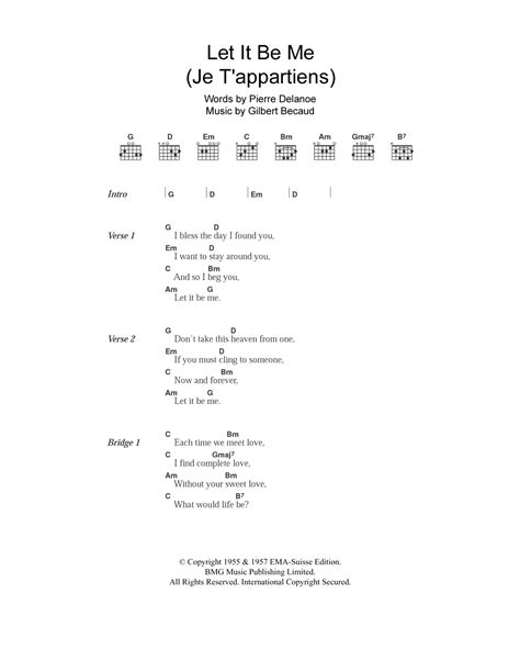 Let It Be Me (Je T'appartiens) by Elvis Presley - Guitar Chords/Lyrics ...