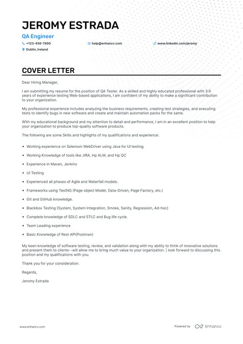 Image result for Cover Letter Examples