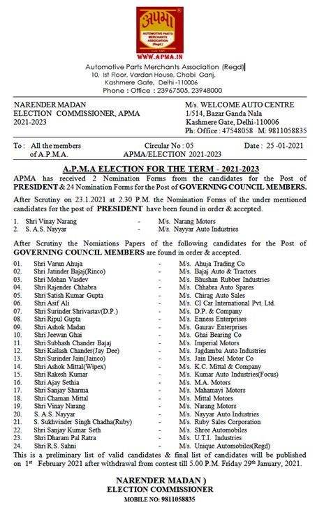 Auto Parts Merchant Association (APMA- 1965)
