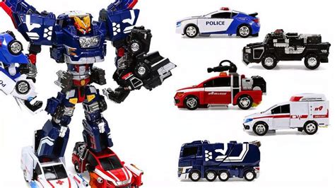 变形金刚玩具：变形警车、消防车、救护车、卡车变形装甲机器人！_好看视频