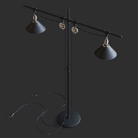 Double Industrial Style Floor Lamp - 3D Model by fusemesh