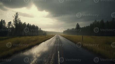 , Landscape, lonely road, mountains, country side. Photorealistic ...