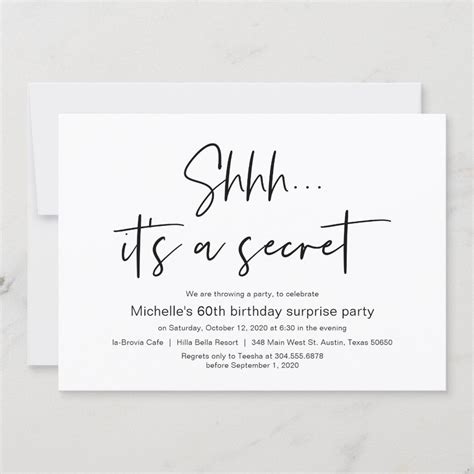 Shhh, It's a secret, Surprise Birthday Party Invitation | Zazzle ...