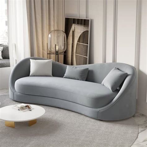 Unique Furniture Art - Modern Chasterfield Velvet Curved 3 Seater ...