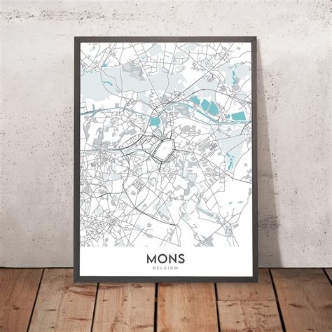 Modern City Map of Mons, Belgium: Grand Place, Belfry, Saint-waudru Collegiate Church - Etsy