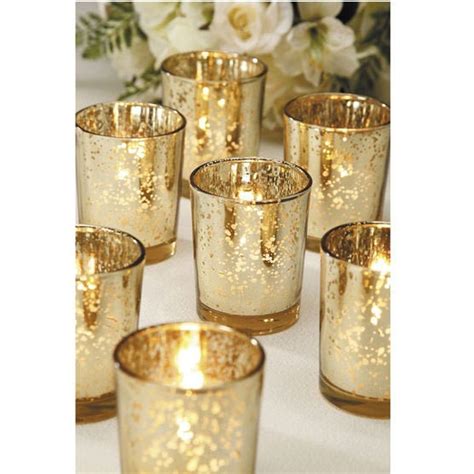 Gold Mercury Glass Votives Set of 15 | Etsy | Gold votive candles ...