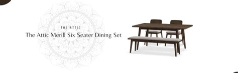 The Attic Merill Six Seater Dining Set|Solid Sheesham Wood|Walnut ...