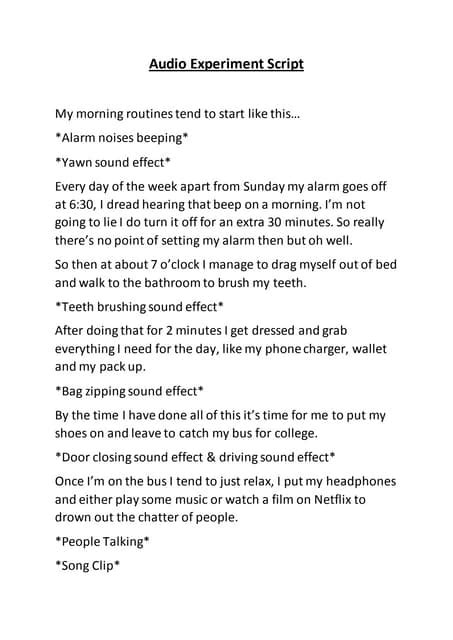 Image result for Sample Audio Script