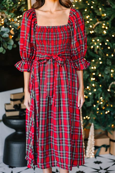 All I Want Red Tartan Plaid Midi Dress – Shop the Mint