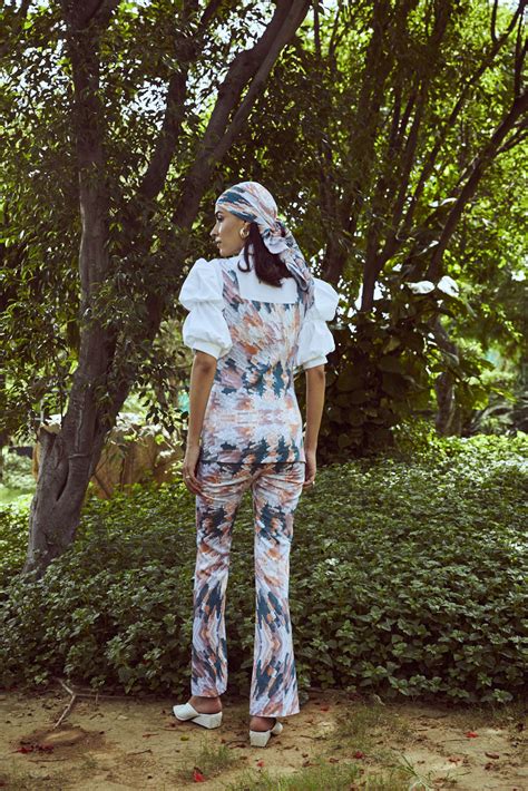 Sunset Sky Puff Sleeve Printed Cord Set – Mero Studio