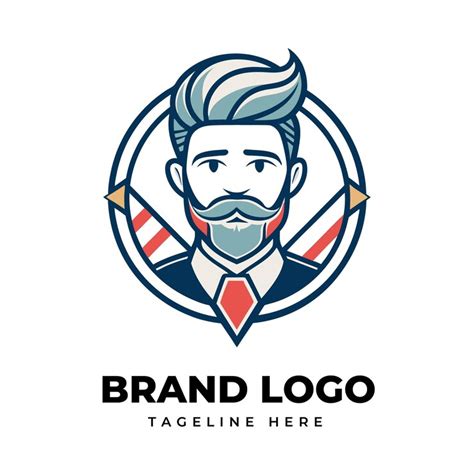 Blue circular barber logo with mustache symbol | Premium AI-generated ...
