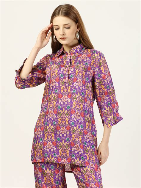 Buy Purple Floral Printed Co-ords Set | Fashionable Clothes for Women ...