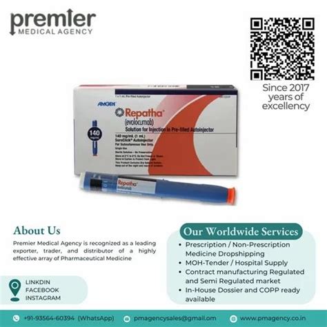 Pharmaceutical Injectables - REPATHA (Evolocumab 140mg) Exporter from ...