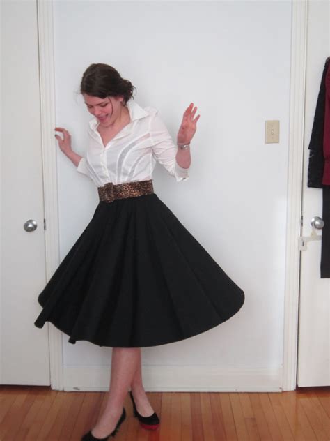 Black Knee length Full Circle Skirt Swing skirt Rockabilly