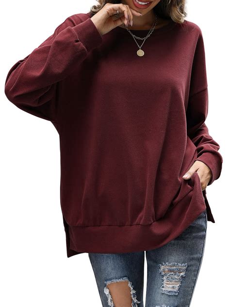 Amoretu Trendy Women's Tunic Sweatshirt, Long Sleeve Crewneck Pullover ...