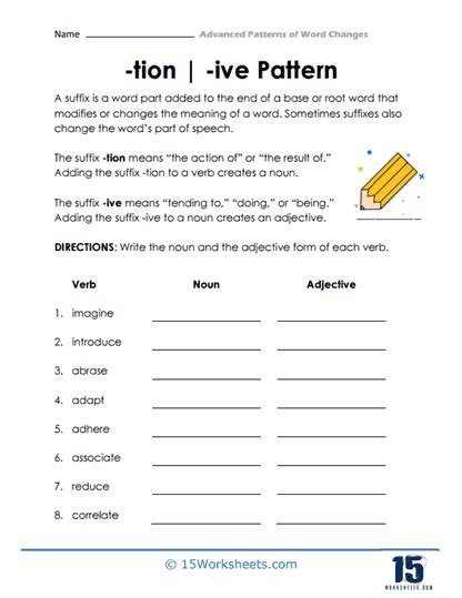 Word Patterns Worksheets