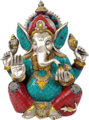 AONA India Lord Ganesha Seated in Easy Posture (Inlay Statue) Height 13 ...