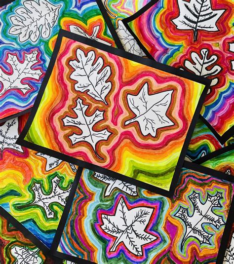 Leaves with Radiating Lines | Fall art projects, Elementary art ...