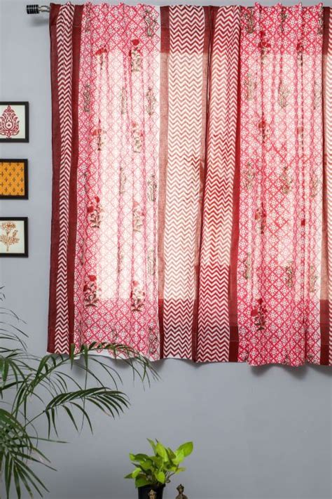 Jade Rose Hand Block Printed Window Curtain – Okhaistore