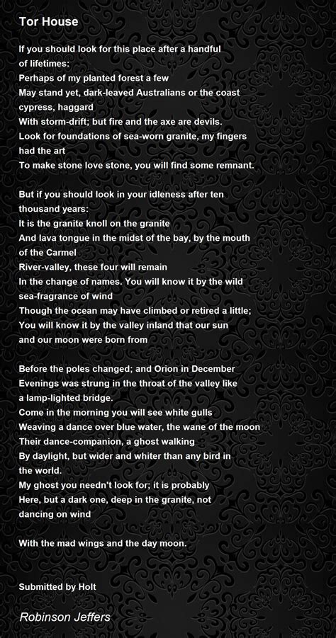 Tor house robinson jeffers poem - baptm
