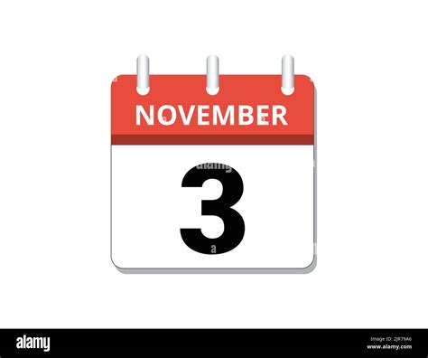 November, 3rd calendar icon vector, concept of schedule, business and ...
