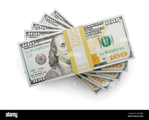 Fifty Thousand Dollars Stack of One Hundred Dollar Bills Isolated on a ...
