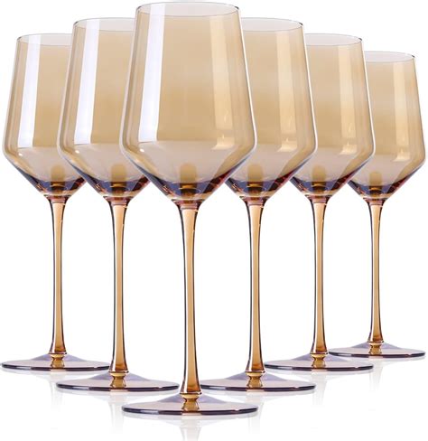 Physkoa Pink Wine Glasses Set Of 6 - Crystal Colorful Wine Glasses With ...