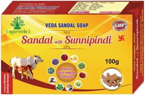 Buy VEDA SANDAL WITH SUNNIPINDI SOAP 100G PACK OF 6 Online at Low ...