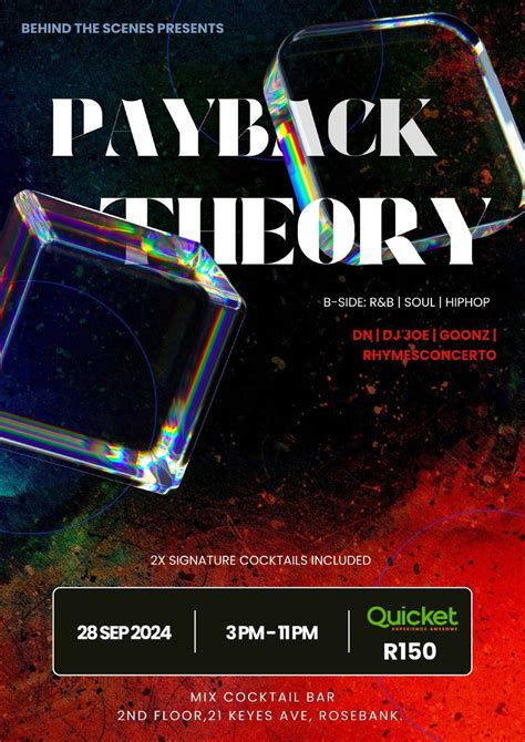 The Payback Theory, MIX Cocktail Bar, Johannesburg, 28 September to 29 ...