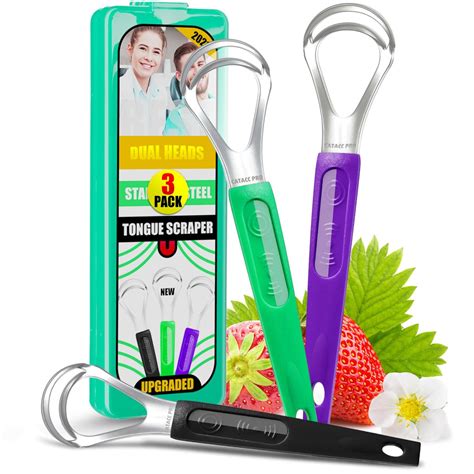 CATACC Pro Tongue Scraper, 2 Pack Professional Stainless Steel Tongue ...
