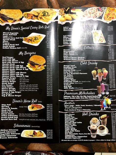 Menu at My Diners Pavilion Mall restaurant, Durban, Shop CL 05