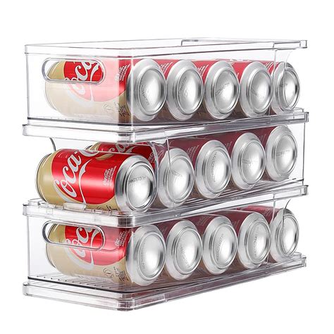 Xicennego 3 Tier Stackable Soda Can Organizer For Refrigerator Fridge ...