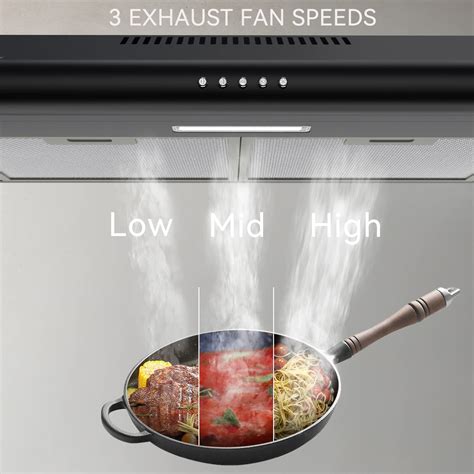 Snapklik.com : Hermitlux Under Cabinet Range Hood, Black 30 Inch Vent Hood