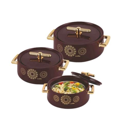 Cello Jewel Inner Stainless Steel Insulated Casserole Set | Set of 3 P ...
