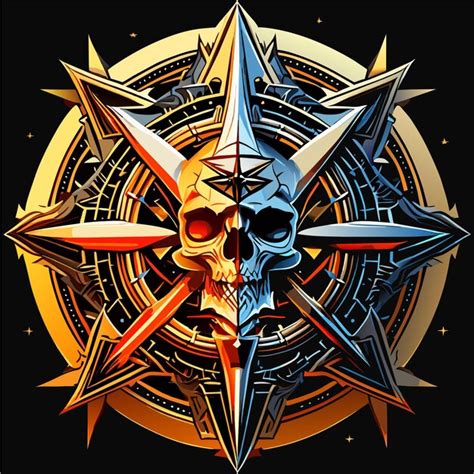 Symphony skull tattoo mascot logo hand drawn flat stylish cartoon ...