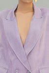 Buy Purple Cotton Satin Lapel Collar Double Breasted Jacket And Pant ...