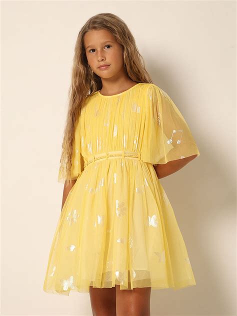 Girls Yellow Fit & Flare Dress