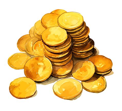 Premium Vector | Stack of gold coins watercolor clipart vector