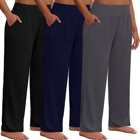 Amazon.com: Neer 3 Pack Women Plus Size Wide Leg Yoga Pants High Waist ...